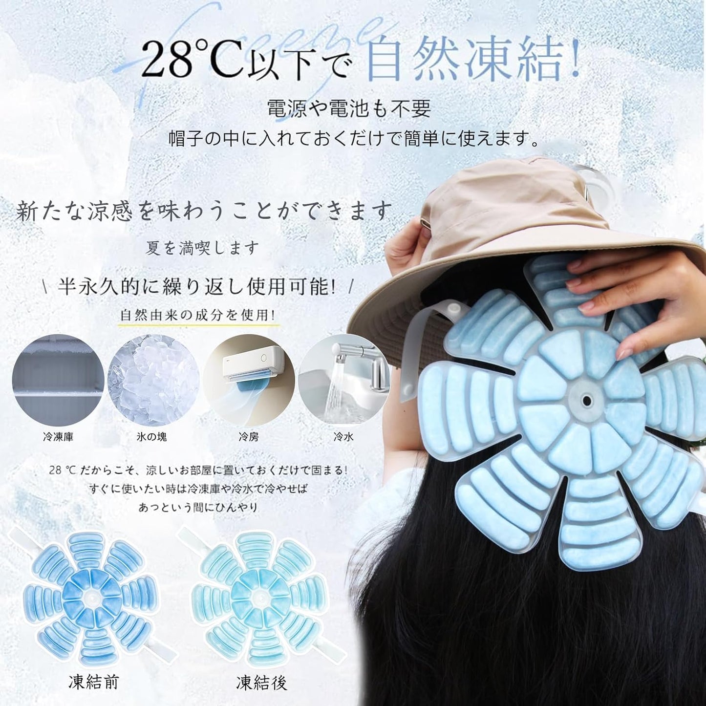 帽子用冷却アイスパッド  クールパッド  冷感パッド  アイスパッド