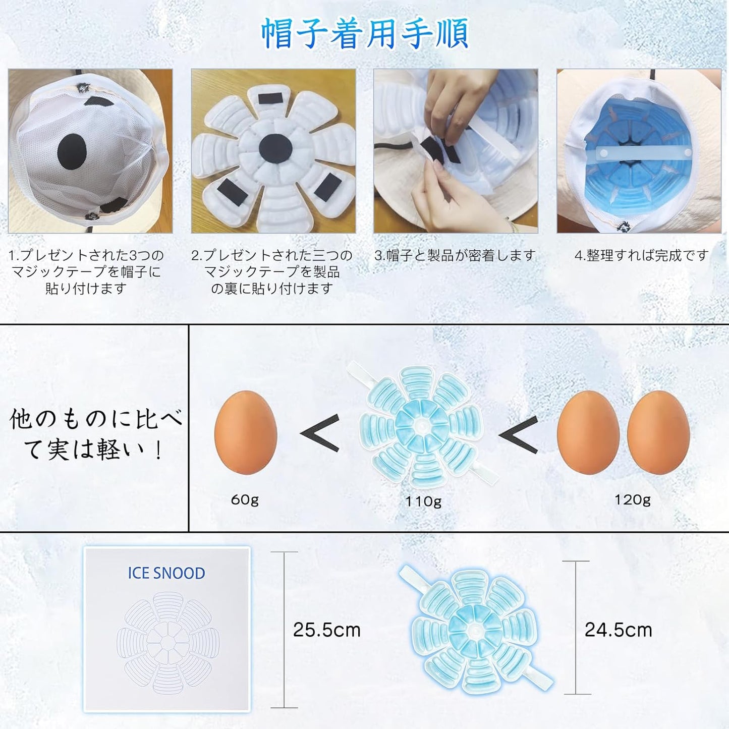 帽子用冷却アイスパッド  クールパッド  冷感パッド  アイスパッド