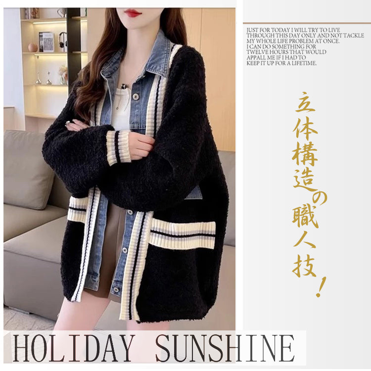 デニム切り替えニットジャケット ニットカーディガン ニットジャケット デニムジャケット