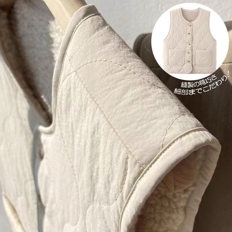 ベスト フェイクラムウールベスト 中綿ベスト リバーシブルベスト ファーベスト