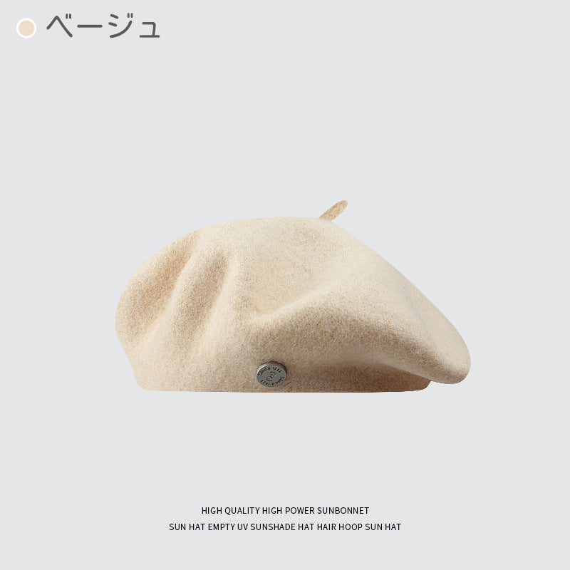 ベレー帽 レディース 冬 フェルト ウール 毛混 高品質 上品 シンプル かわいい おしゃれ