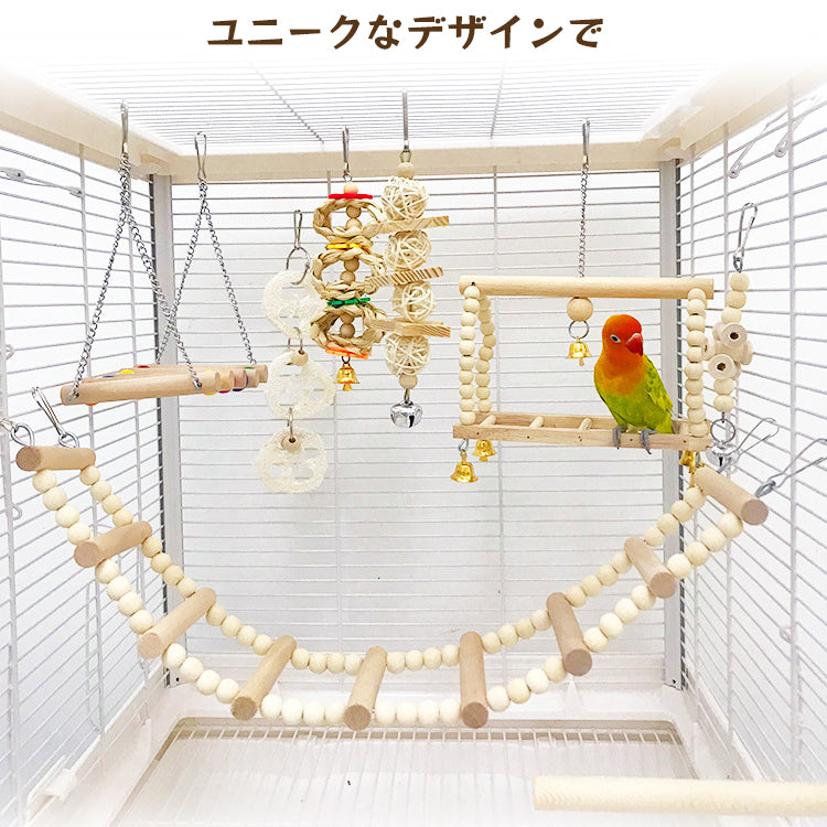 鳥のおもちゃ【8点セット】 バードトイ 鳥用玩具 オウムのおもちゃ 噛むおもちゃ 鳥かごアクセサリー