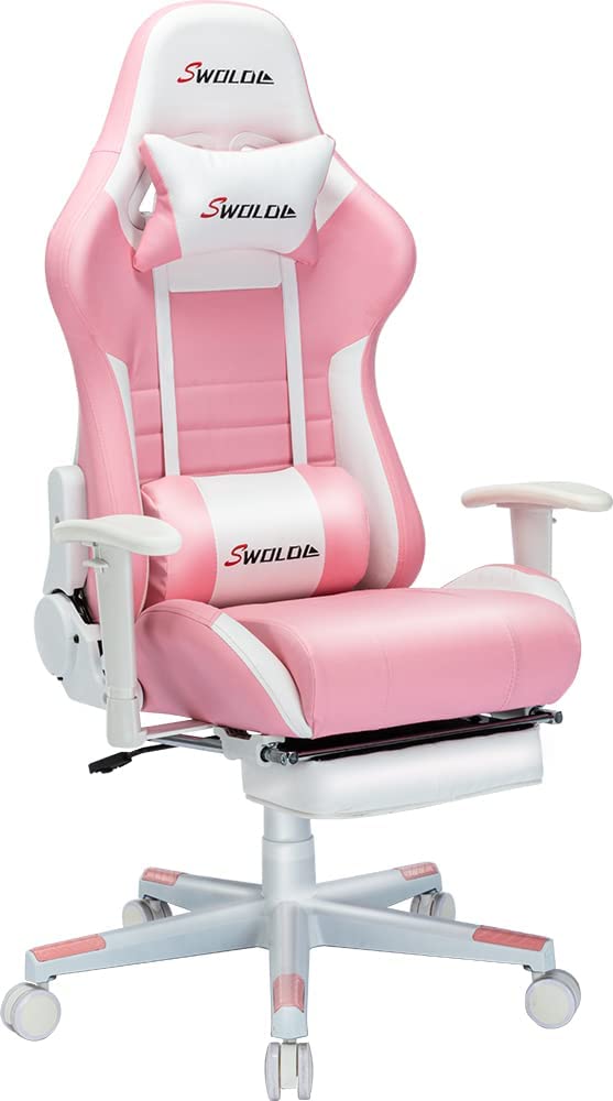 SWOLOL ゲーミングチェア オットマン付き ゲーム用チェア フル装備 多機能 ハイパフォーマンス ウレタン採用 耐重150kg 静音キャスター sw02