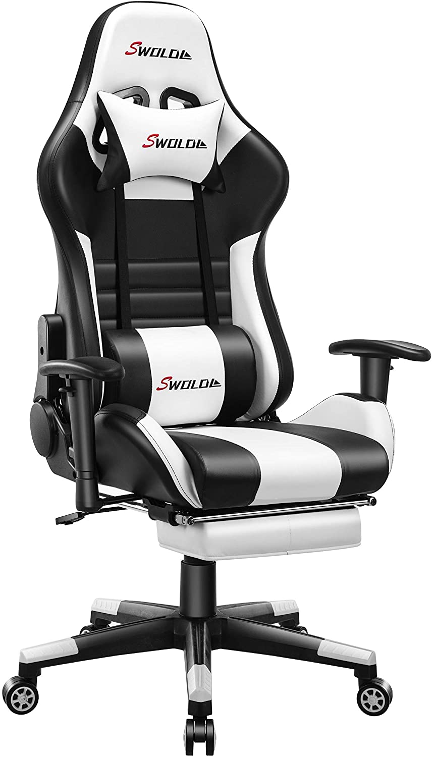 SWOLOL ゲーミングチェア オットマン付き ゲーム用チェア フル装備 多機能 ハイパフォーマンス ウレタン採用 耐重150kg 静音キャスター sw02