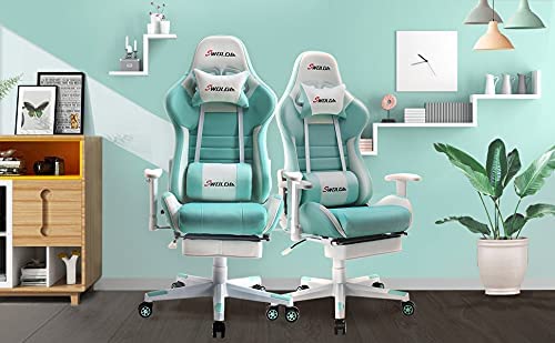 SWOLOL ゲーミングチェア オットマン付き ゲーム用チェア フル装備 多機能 ハイパフォーマンス ウレタン採用 耐重150kg 静音キャスター sw02