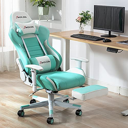 SWOLOL ゲーミングチェア オットマン付き ゲーム用チェア フル装備 多機能 ハイパフォーマンス ウレタン採用 耐重150kg 静音キャスター sw02