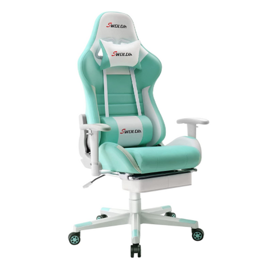 SWOLOL ゲーミングチェア オットマン付き ゲーム用チェア フル装備 多機能 ハイパフォーマンス ウレタン採用 耐重150kg 静音キャスター sw02