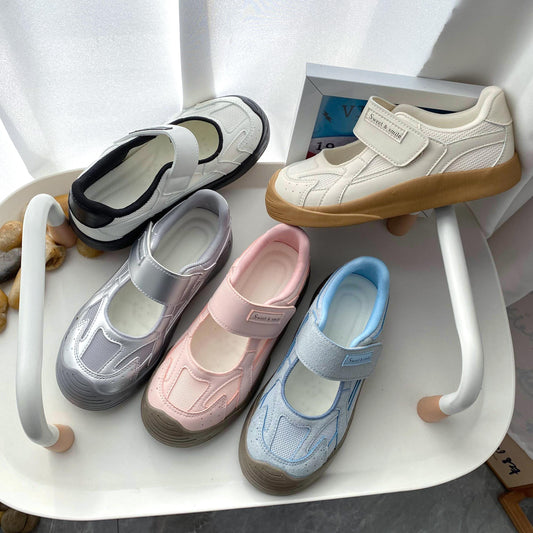 スニーカー メリージェーン マジックテープ シューズ レディース 夏用 通気性 メッシュ