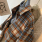 ドロップショルダーチェックシャツコート チェック長袖シャツジャケット トップス ブラウス