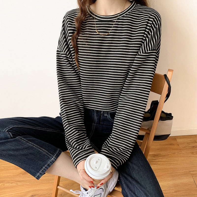 ボーダー トップス レディース カットソー ロンT 秋 カジュアル ゆったり 大きいサイズ
