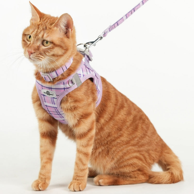 猫 ハーネス リード 猫用ハーネス 猫用リード 猫用散歩グッズ ベスト型 抜けない ダブルロック