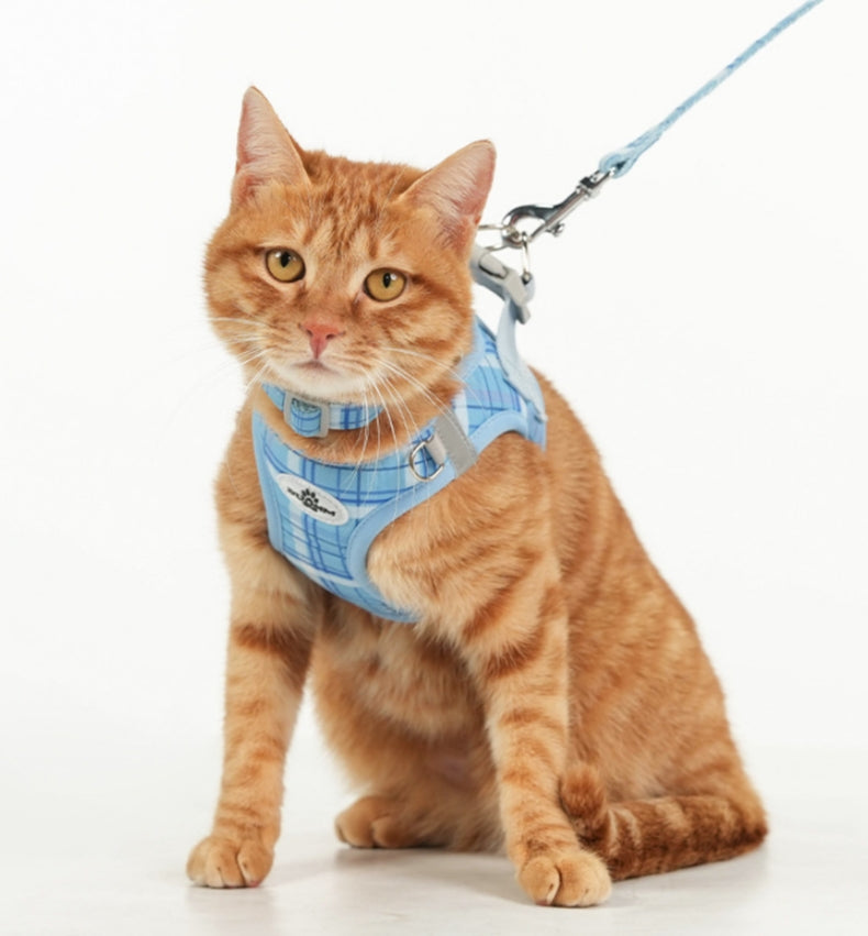 猫 ハーネス リード 猫用ハーネス 猫用リード 猫用散歩グッズ ベスト型 抜けない ダブルロック