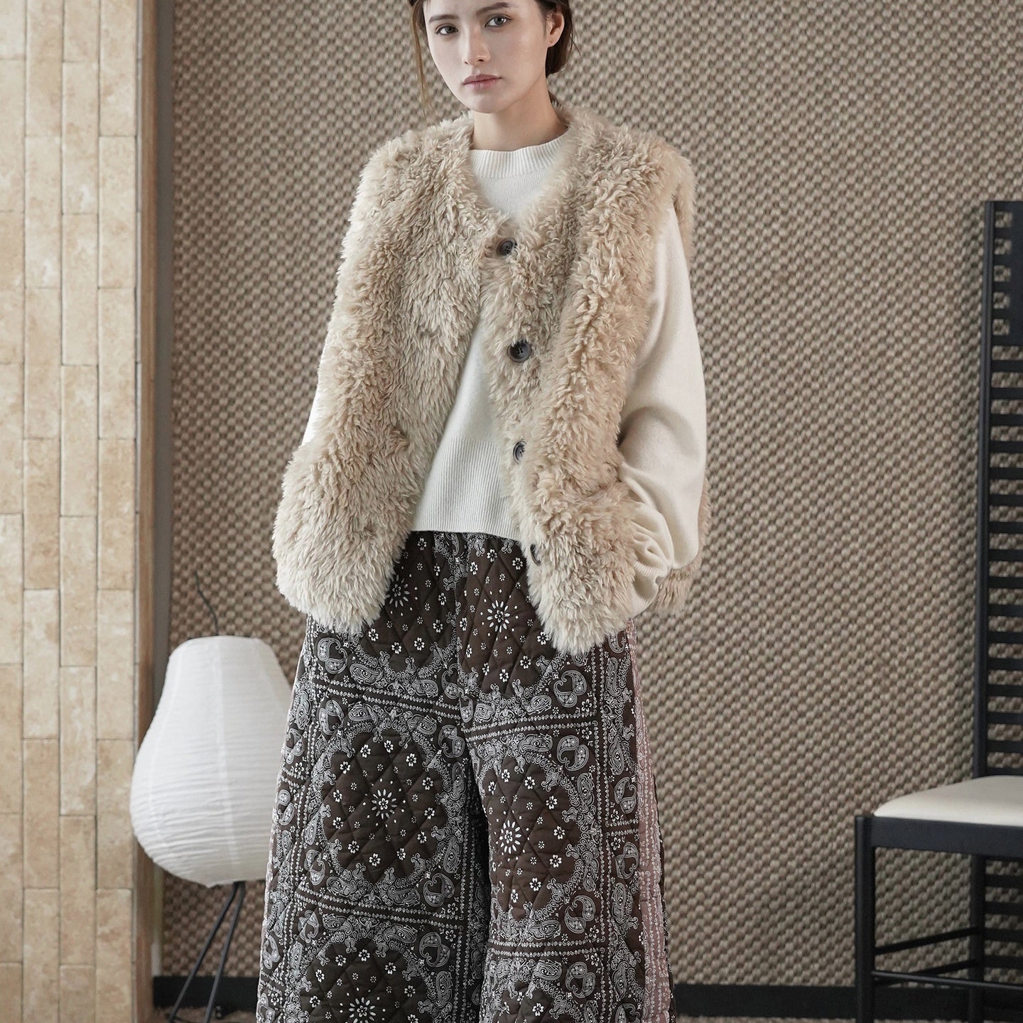 ベスト レディース 秋冬 フェイクファー 超柔らか モコモコ 単ボタン