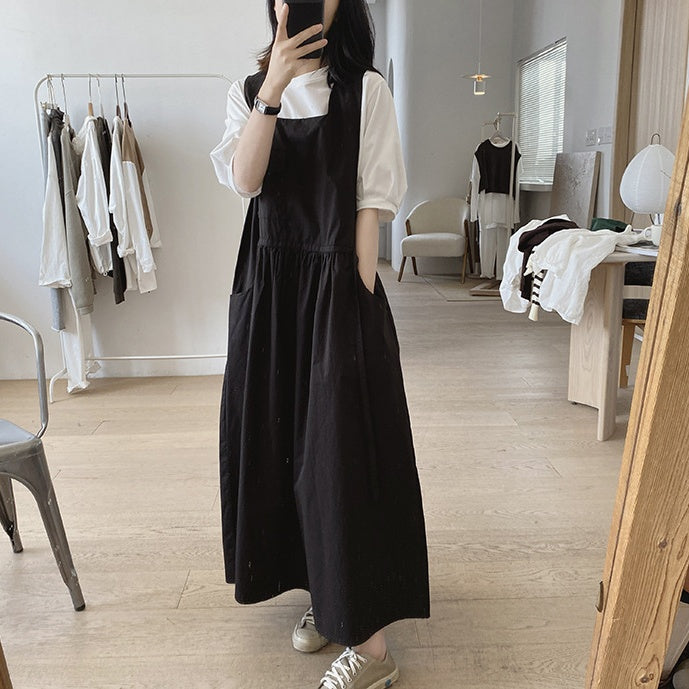 ジャンパースカート レディース コットン ワンピース サロペットスカート 春 夏