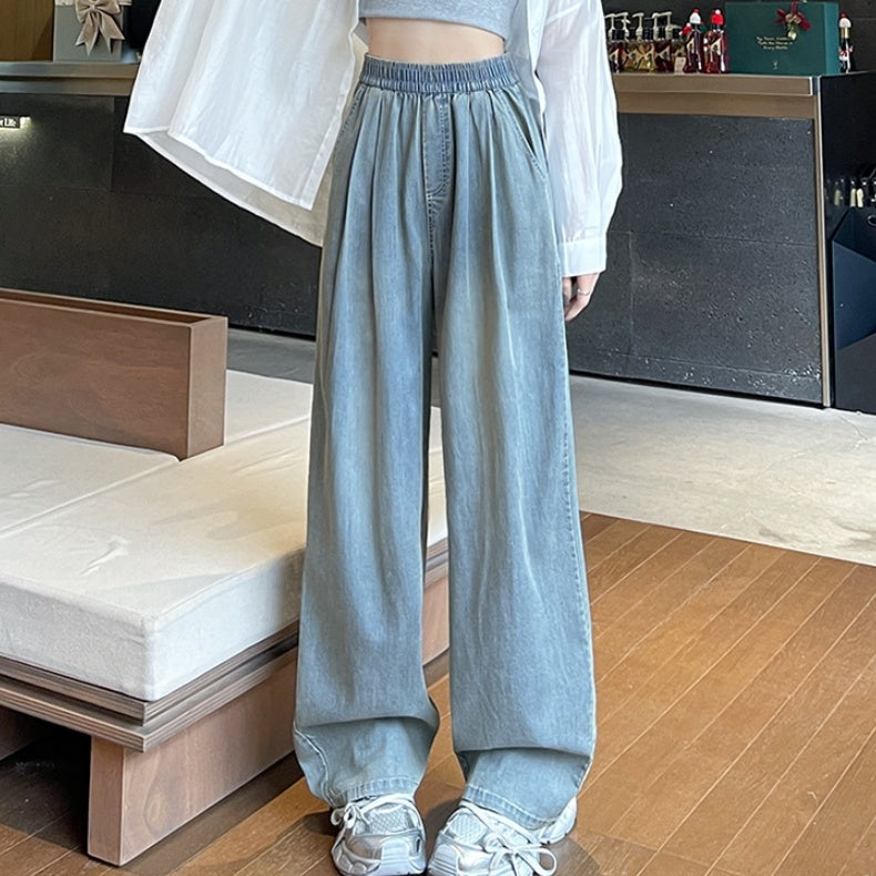 ワイドデニムパンツ レディース 春夏 テンセルデニム 小柄対応 ゆったりパンツ 垂感
