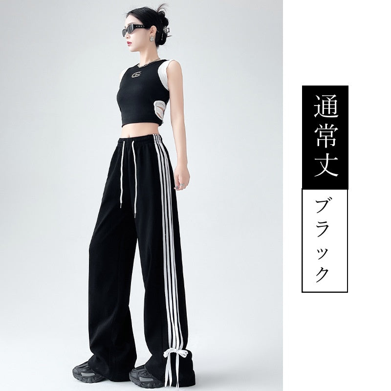レディース スウェットパンツ ワイドパンツ 春夏新作 ゆったりパンツ ハイウエスト