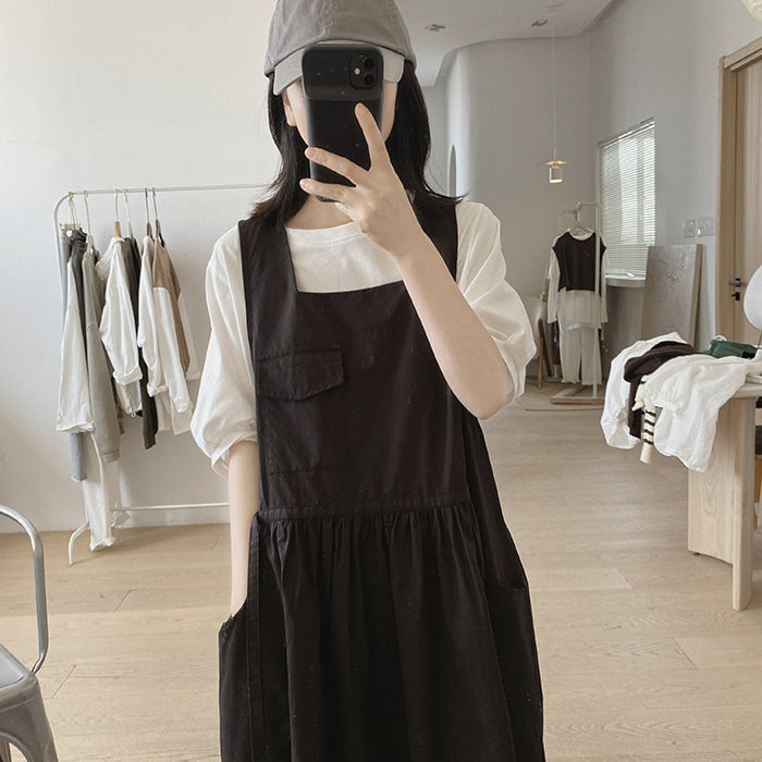 ジャンパースカート レディース コットン ワンピース サロペットスカート 春 夏