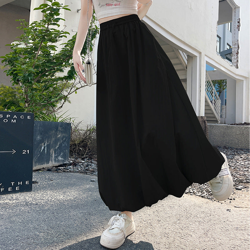 フレアスカート バルーンスカート ハイウエスト 体型カバー ぽわんシルエット 膝丈
