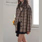 ジャケット 両面着 高級感 コート チェック柄 リバーシブル 立ち襟 皮革風 スエード
