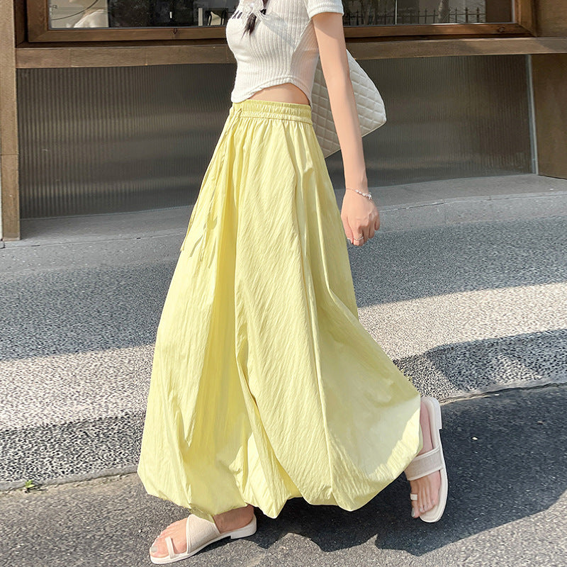 フレアスカート バルーンスカート ハイウエスト 体型カバー ぽわんシルエット 膝丈