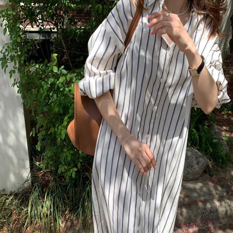 ストライプシャツ ブラウス ワンピース トップス レディース オーバーシャツ