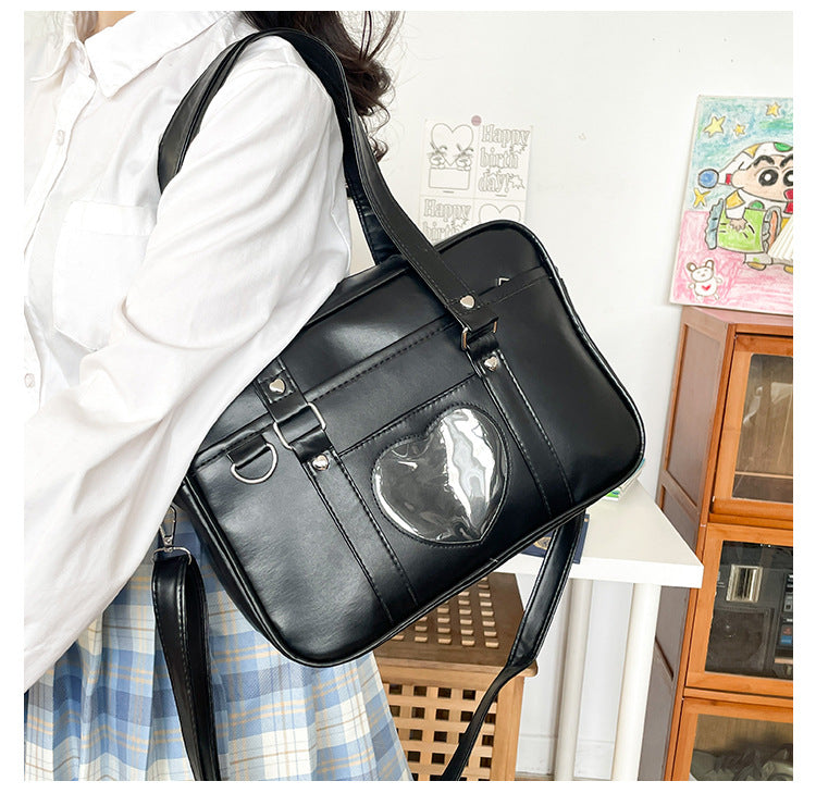 スクールバッグ 合皮 スクバ JKバッグ ショルダーバッグ 通学サブバッグ レディース