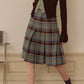 スカート レディース ヴィンテージ チェック柄 プリーツスカート グリーン エレガント
