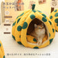 猫ベッド ペットハウス ドーム型 かぼちゃハロウィン飾り 水玉 クッション付き
