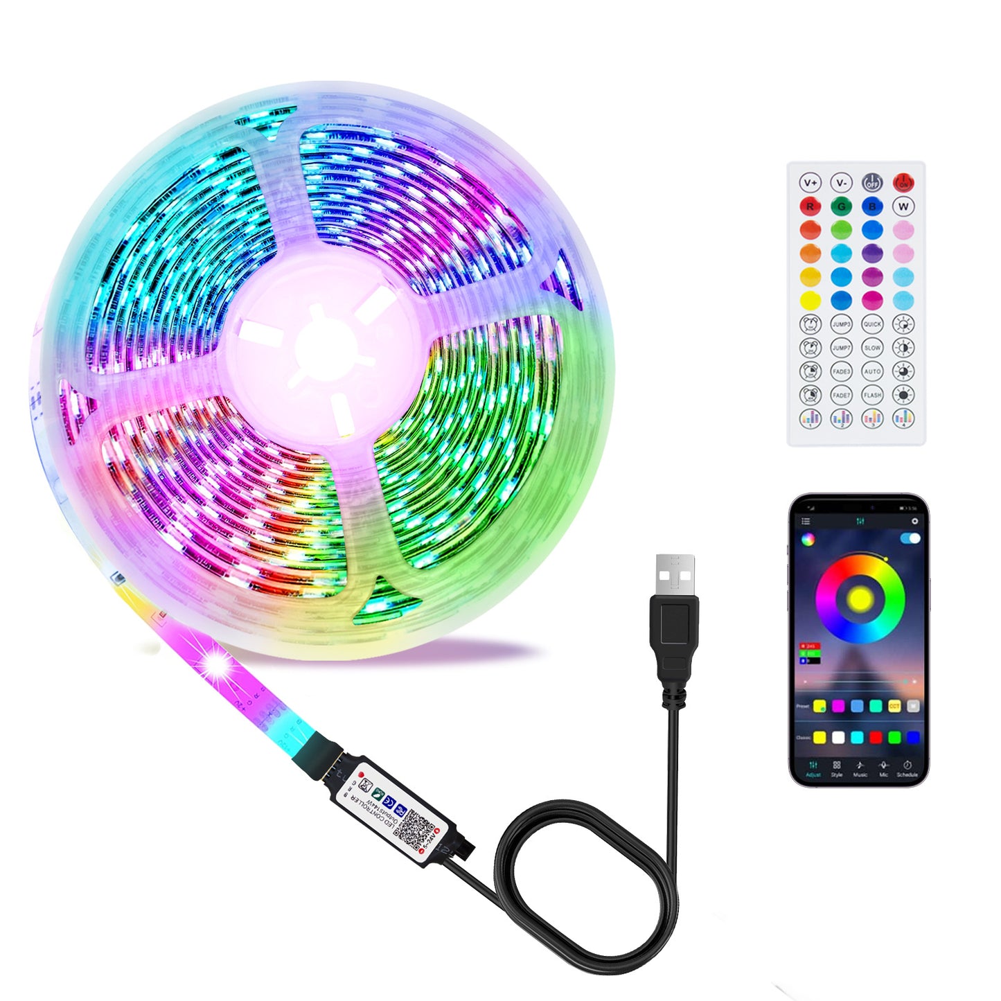LEDテープライト RGB USB 5V テレビバックライト 間接照明 七色発光