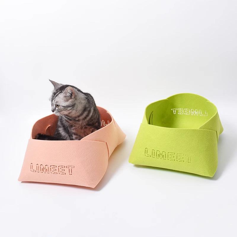 猫ベッド ペットベッド キャットハウス 猫ハウス フェルト製 ドーム型 デザイン