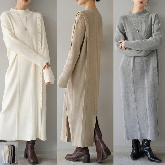 ニットワンピース レディース レイヤード スカート ニット セーター スカート スリット