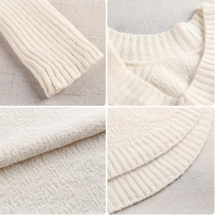 レディース ニット セーター プルオーバー Vネック 長袖 冬 厚手 ゆったり 外出用