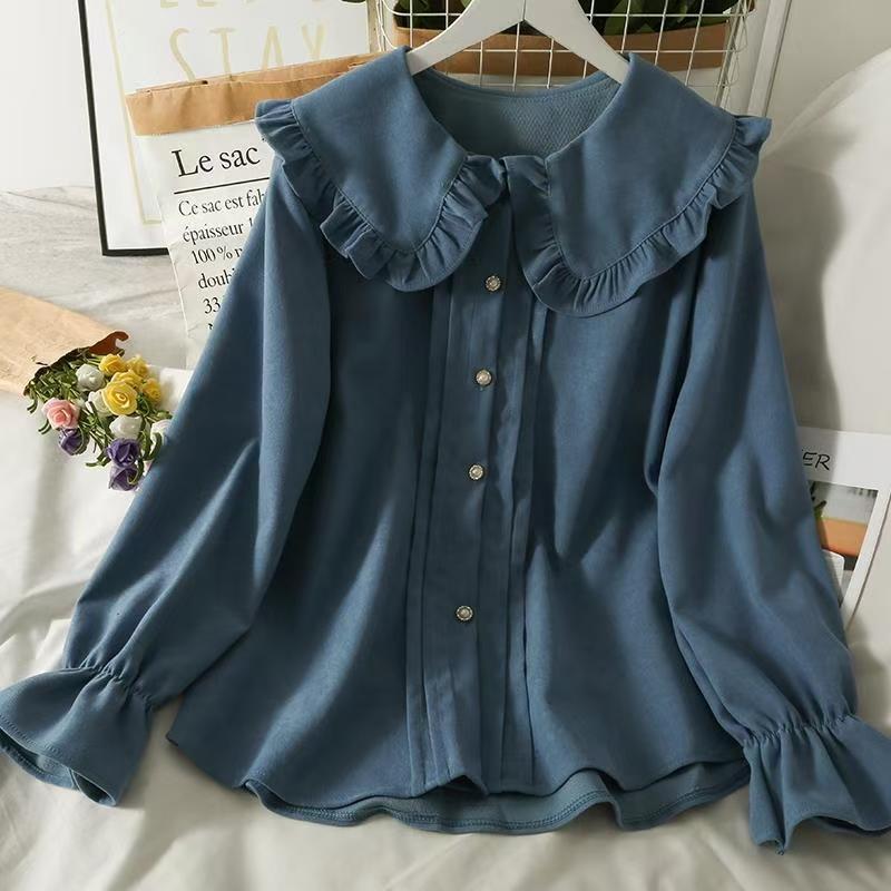 パフスリーブ ブラウス バルーンスリーブ シャツ 長袖 ストライプシャツ トップス