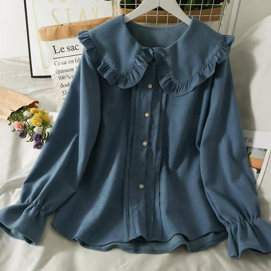 パフスリーブ ブラウス バルーンスリーブ シャツ 長袖 ストライプシャツ トップス