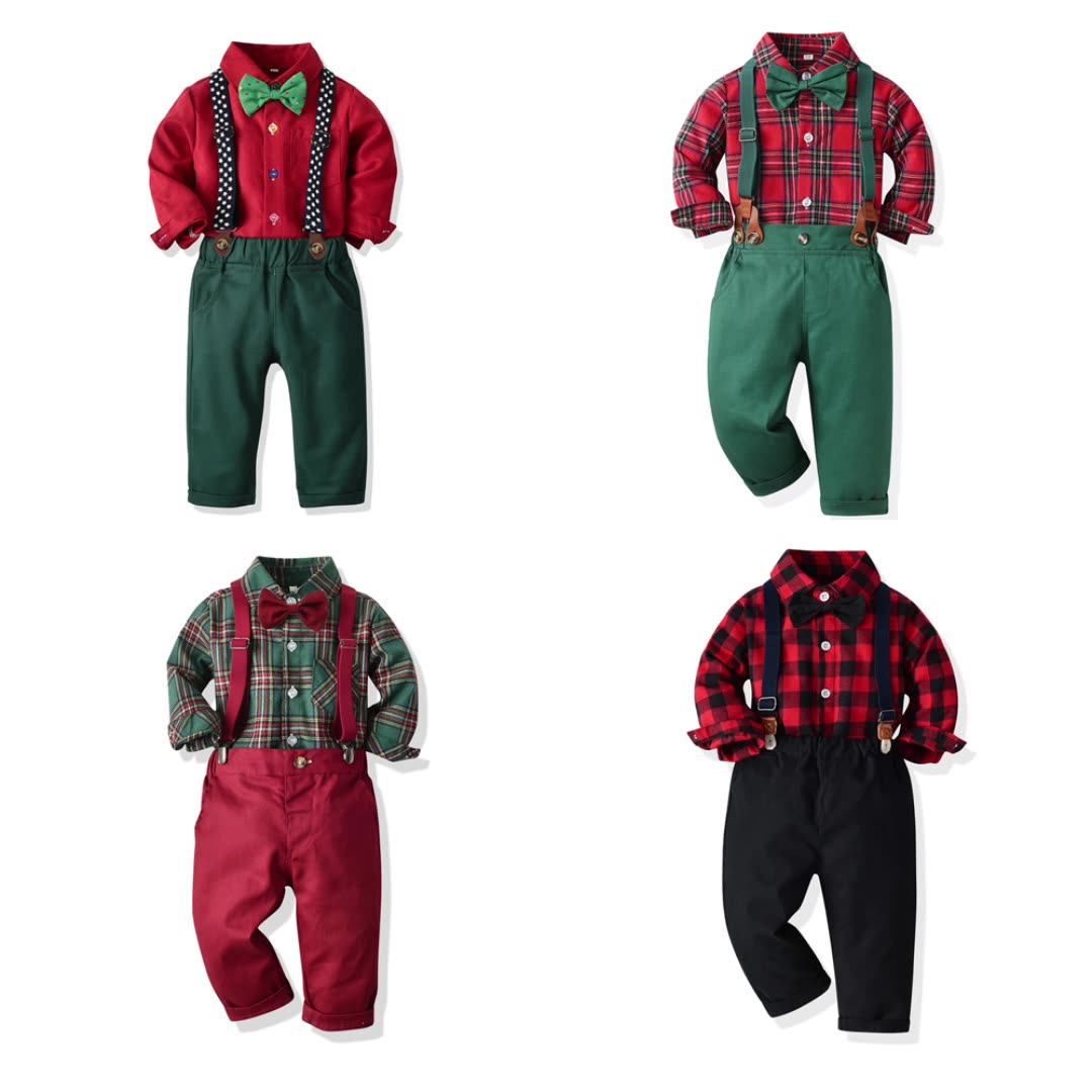 シャツセットアップ ネクタイ クリスマス セットアップ サロペット 長袖 パンツ