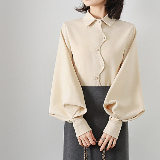 パフスリーブ ブラウス バルーンスリーブ シャツ 長袖 ストライプシャツ トップス