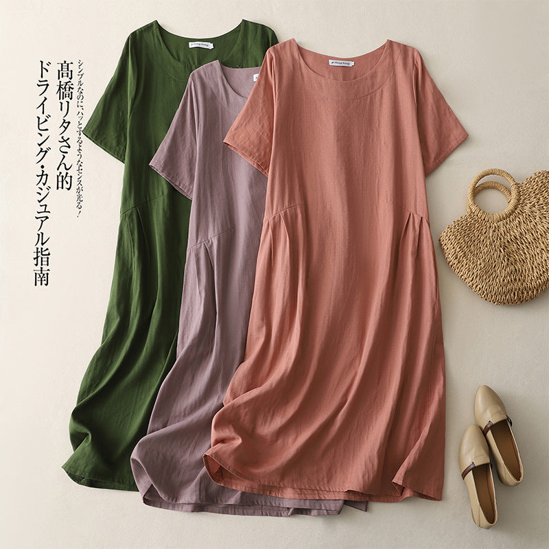 ワンピース レディース 夏 綿100 コットン ゆったり 着痩せ 体型カバー ロング丈