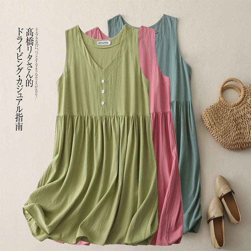 ジャンパースカート Vネック 2WAY ワンピース ノースリーブワンピース