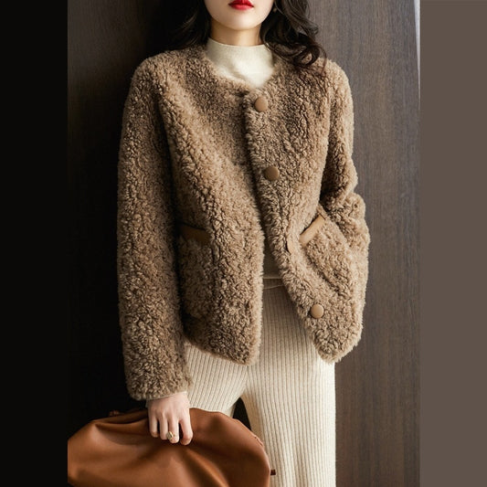 ボアジャケット ボア フリース ジャケット レディース 秋 冬 裏地付 無地 軽量 厚手