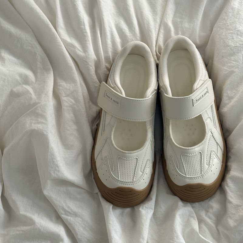 スニーカー メリージェーン マジックテープ シューズ レディース 夏用 通気性 メッシュ