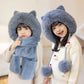 マフラー 子供 帽子 手袋  3in1 女の子 子ども 防寒 ファッション キッズ ハット
