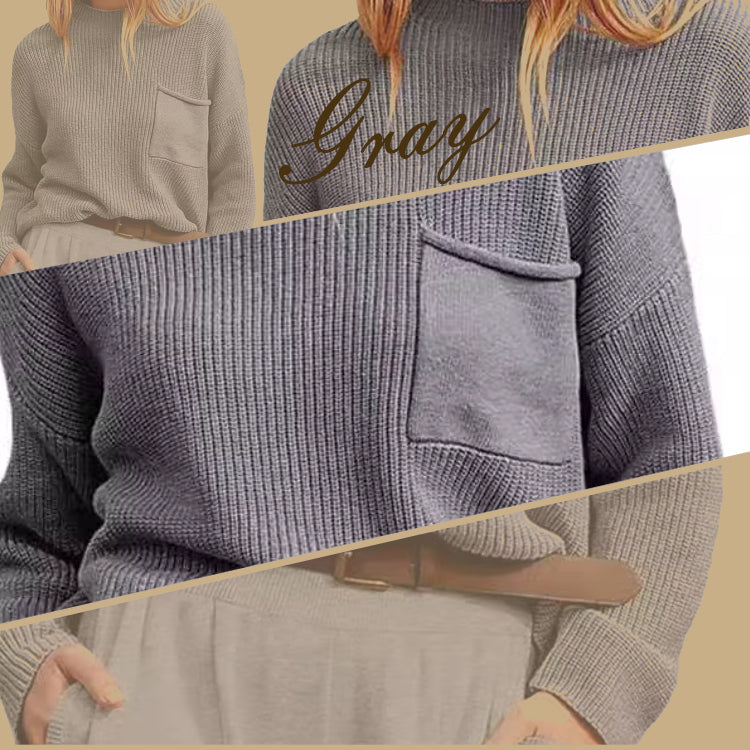 ペプラムプルオーバー セーター オフタートルニット トップス ペプラム 長袖