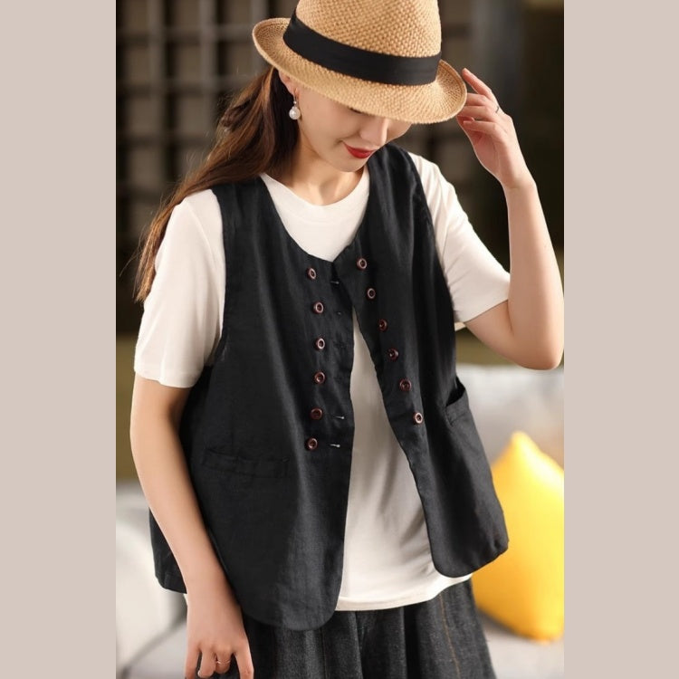 マーメイドベスト レディース コーディガン 砂洗い 麻素材 無地 シンプル