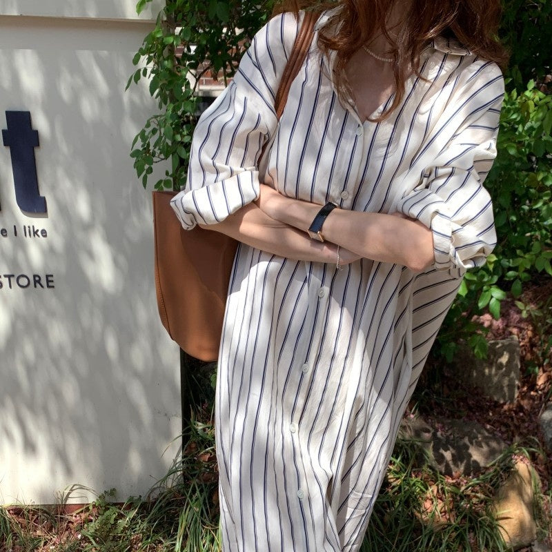 ストライプシャツ ブラウス ワンピース トップス レディース オーバーシャツ
