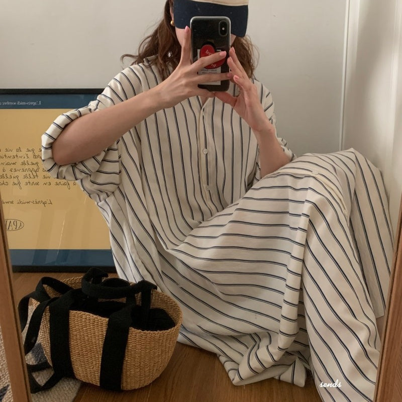 ストライプシャツ ブラウス ワンピース トップス レディース オーバーシャツ