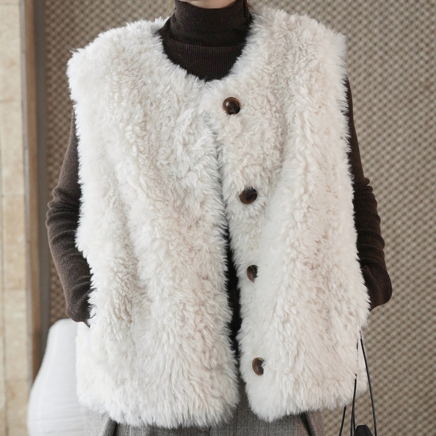 ベスト レディース 秋冬 フェイクファー 超柔らか モコモコ 単ボタン