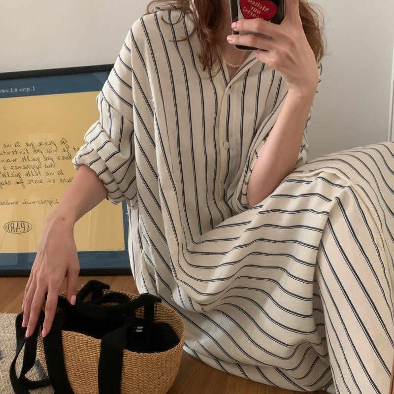 ストライプシャツ ブラウス ワンピース トップス レディース オーバーシャツ