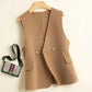 ジレ ベスト ウール レディース ウエストマーク ロングベスト ノーカラー レイヤードコーデ
