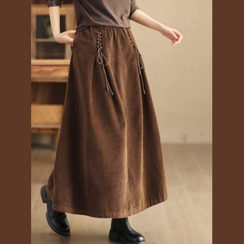 スカート コーデュロイ レディース ボトムス ロング プリーツ ロング 厚い 春 秋 冬
