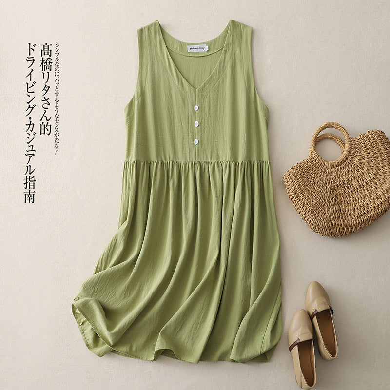 ジャンパースカート Vネック 2WAY ワンピース ノースリーブワンピース